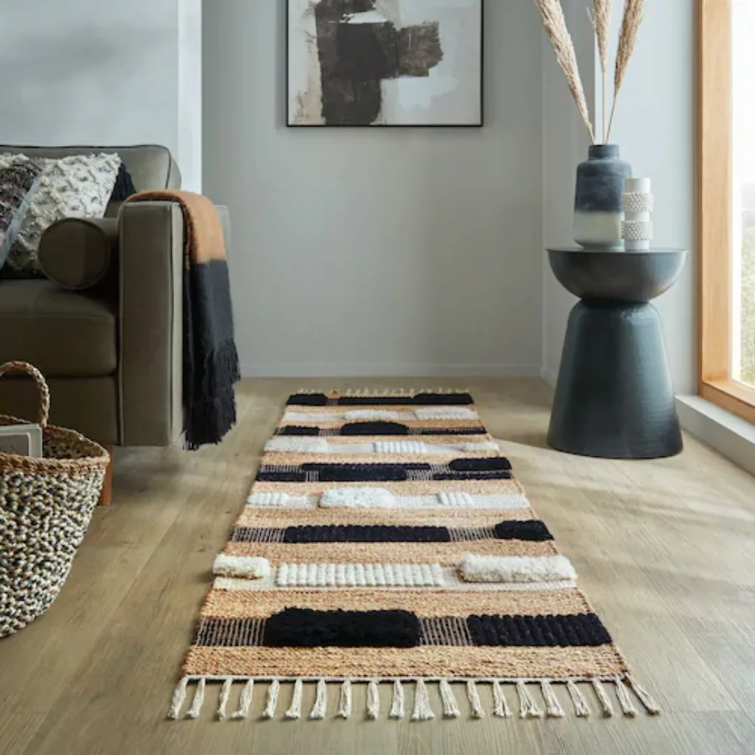 FLAIR RUGS Teppich »MEDINA BLOCKS«, rechteckig, 22 mm Höhe, Jute/-und Wollm günstig online kaufen