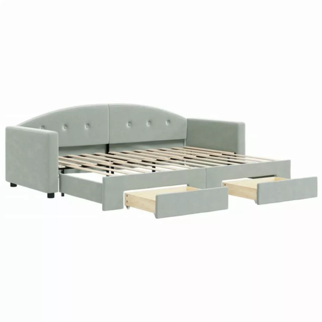 vidaXL Bett Tagesbett Ausziehbar mit Schubladen Hellgrau 80x200 cm Samt günstig online kaufen