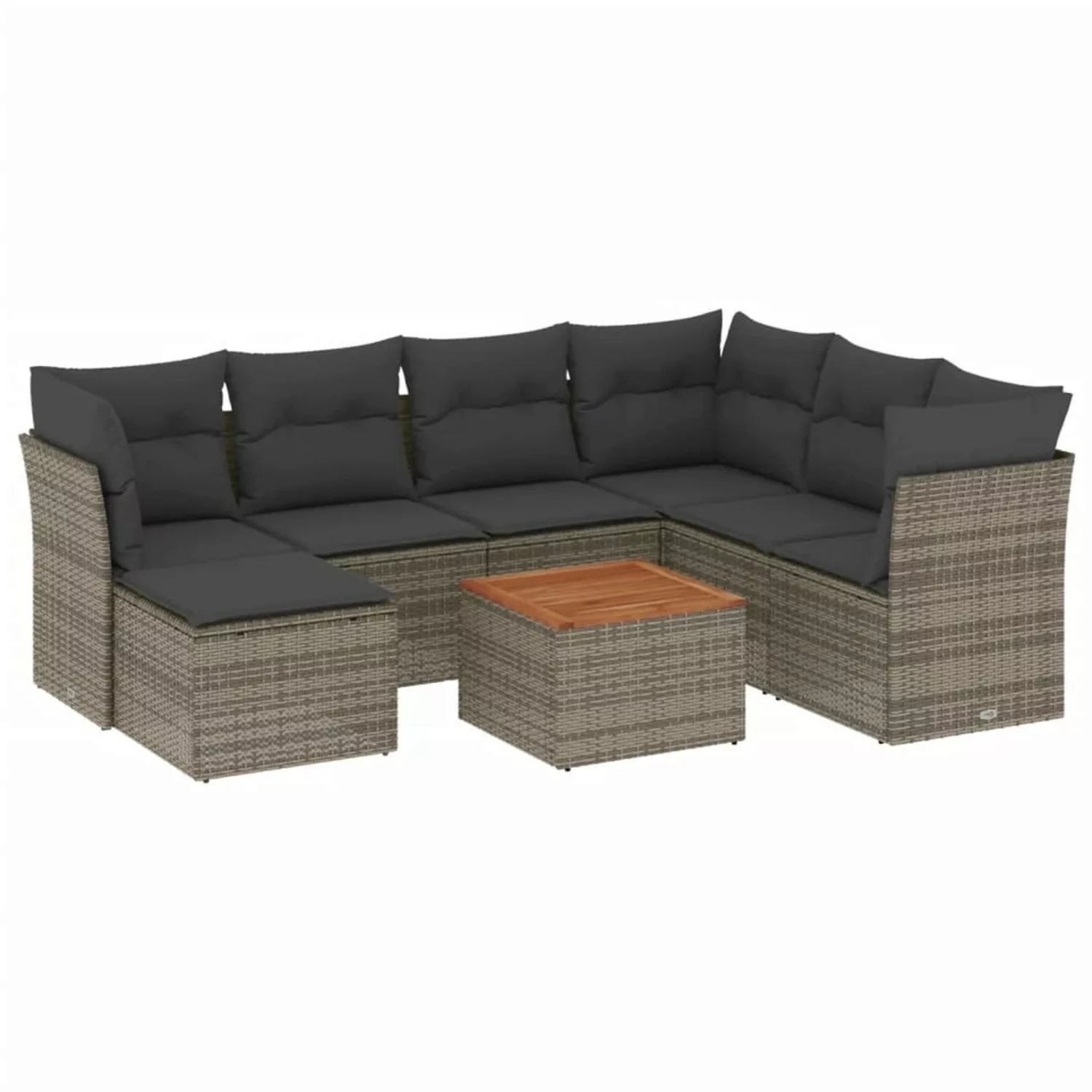 vidaXL 8-tlg Garten-Sofagarnitur mit Kissen Grau Poly Rattan Modell 96 günstig online kaufen