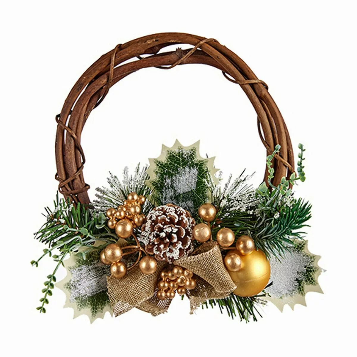 Weihnachtskranz 20,32 Cm Golden Holz Grün Kunststoff günstig online kaufen