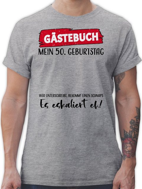 Shirtracer T-Shirt Gästebuch 50. Geburtstag 50. Geburtstag günstig online kaufen