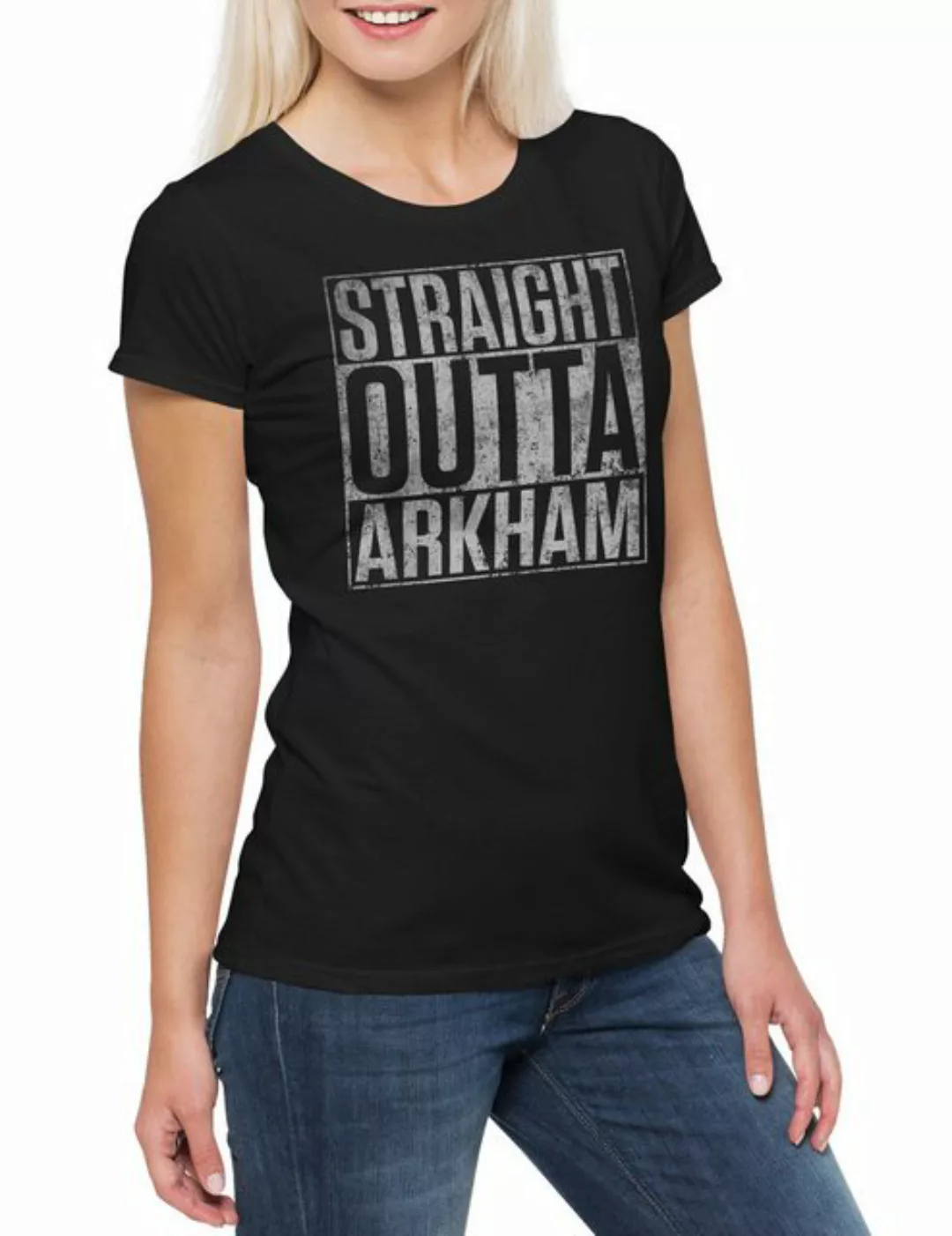 Urban Backwoods Print-Shirt Straight Outta Arkham Cthulhu Damen T-Shirt - H günstig online kaufen