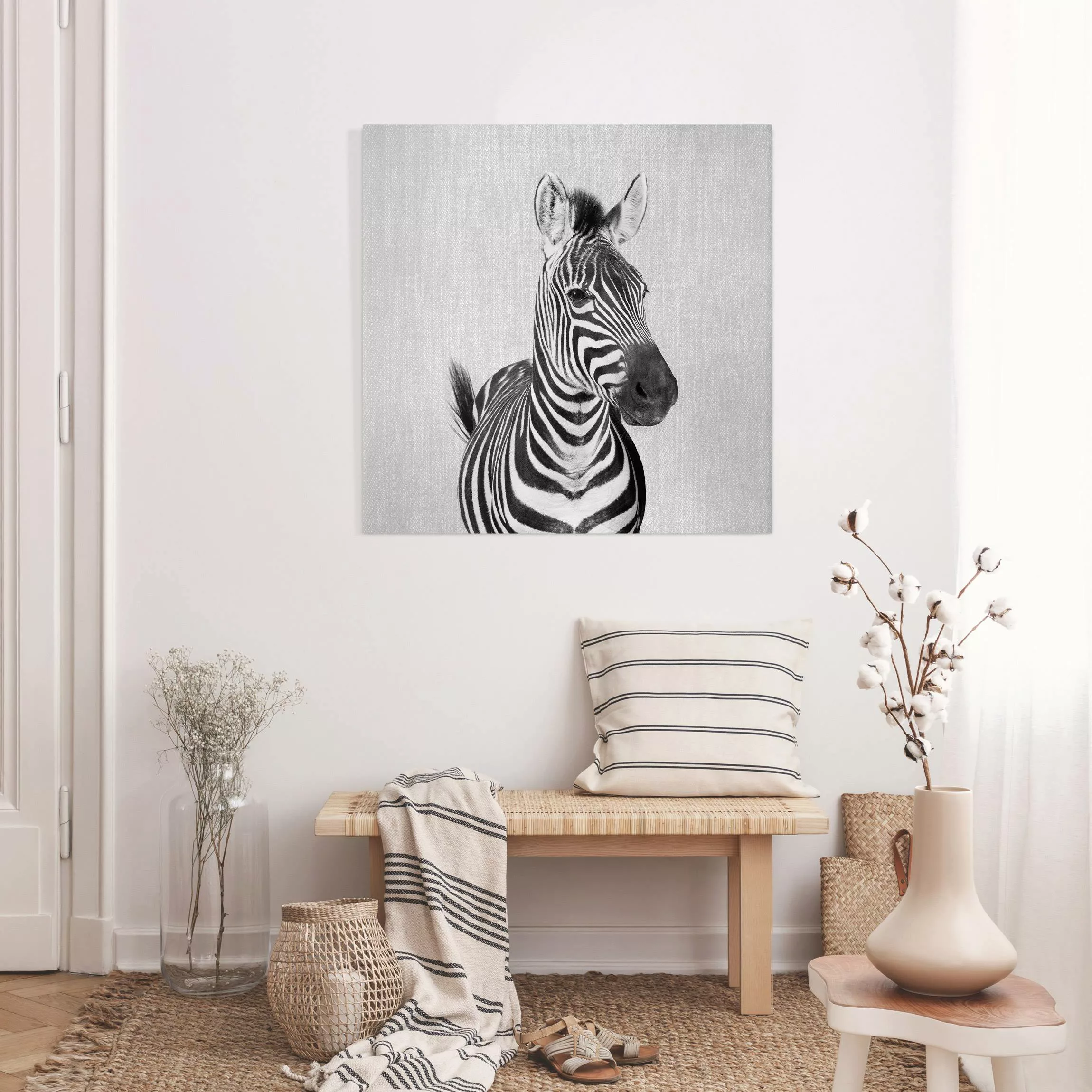 Leinwandbild Zebra Zilla Schwarz Weiß günstig online kaufen