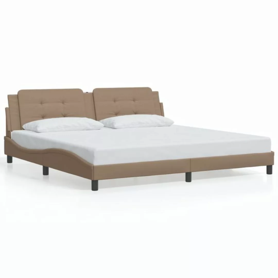 vidaXL Bettgestell, Bettrahmen mit Kopfteil Cappuccino-Braun 200x200 cm Kun günstig online kaufen