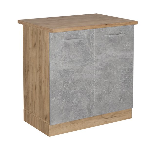 Vicco Spülenunterschrank R-Line, Beton/Goldkraft Eiche, 80 cm, AP Eiche günstig online kaufen