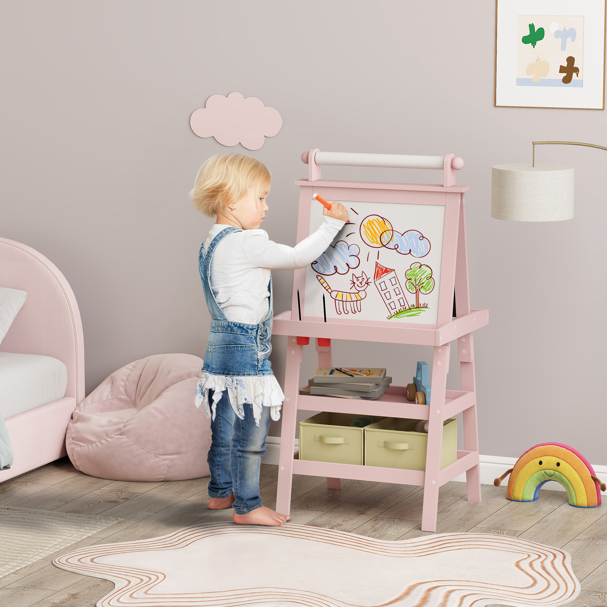 AIYAPLAY Kinder-Malständer 3-in-1 doppelseitige Tafel für Kinder mit magnet günstig online kaufen