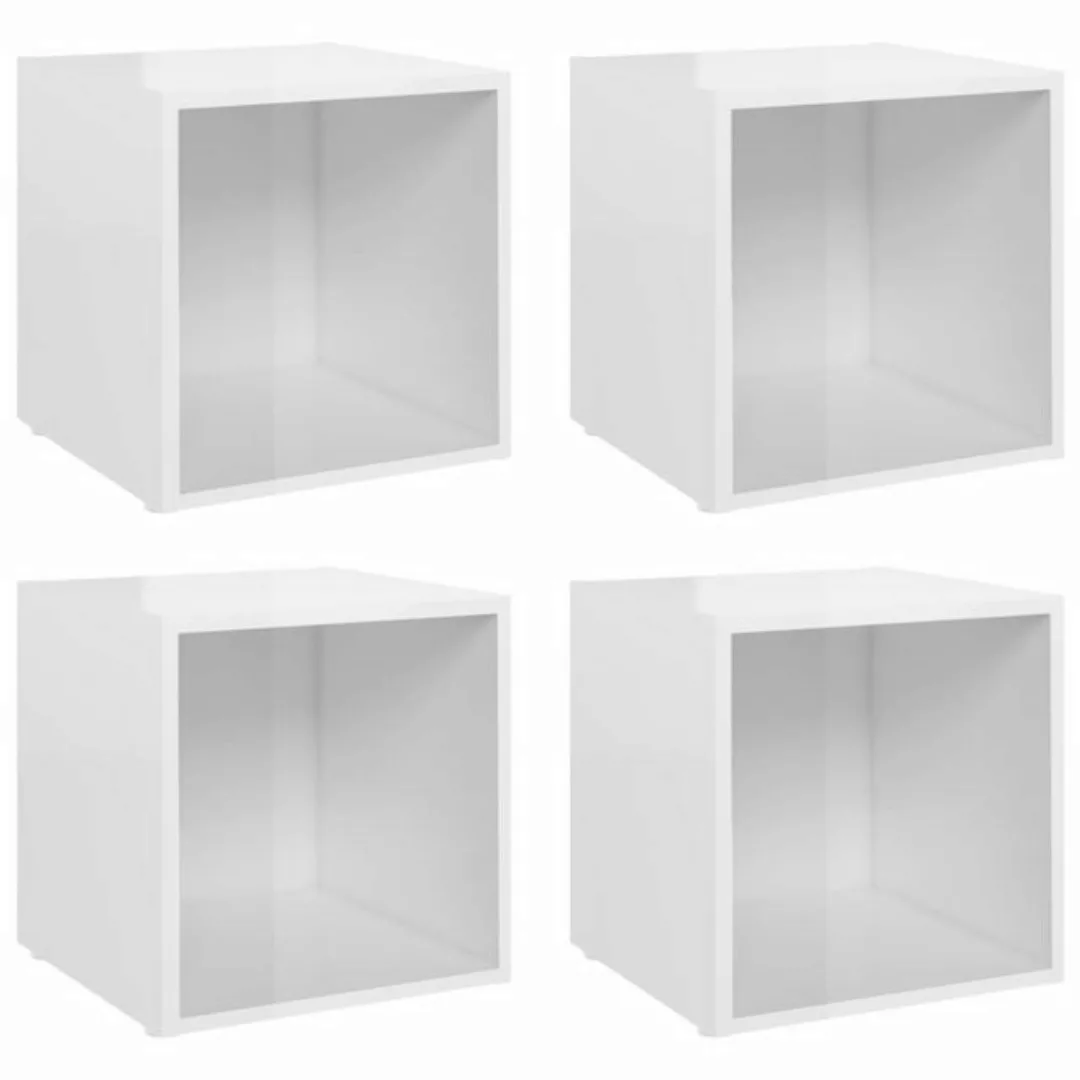 furnicato TV-Schrank TV-Schränke 4 Stk. Hochglanz-Weiß 37x35x37 cm Holzwerk günstig online kaufen