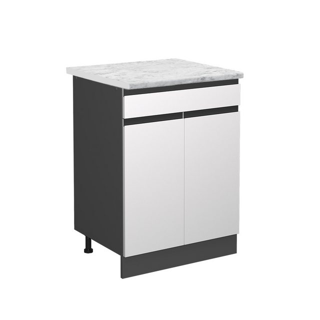 Vicco Unterschrank R-Line, Weiß/Anthrazit, 60 cm AP Marmor günstig online kaufen