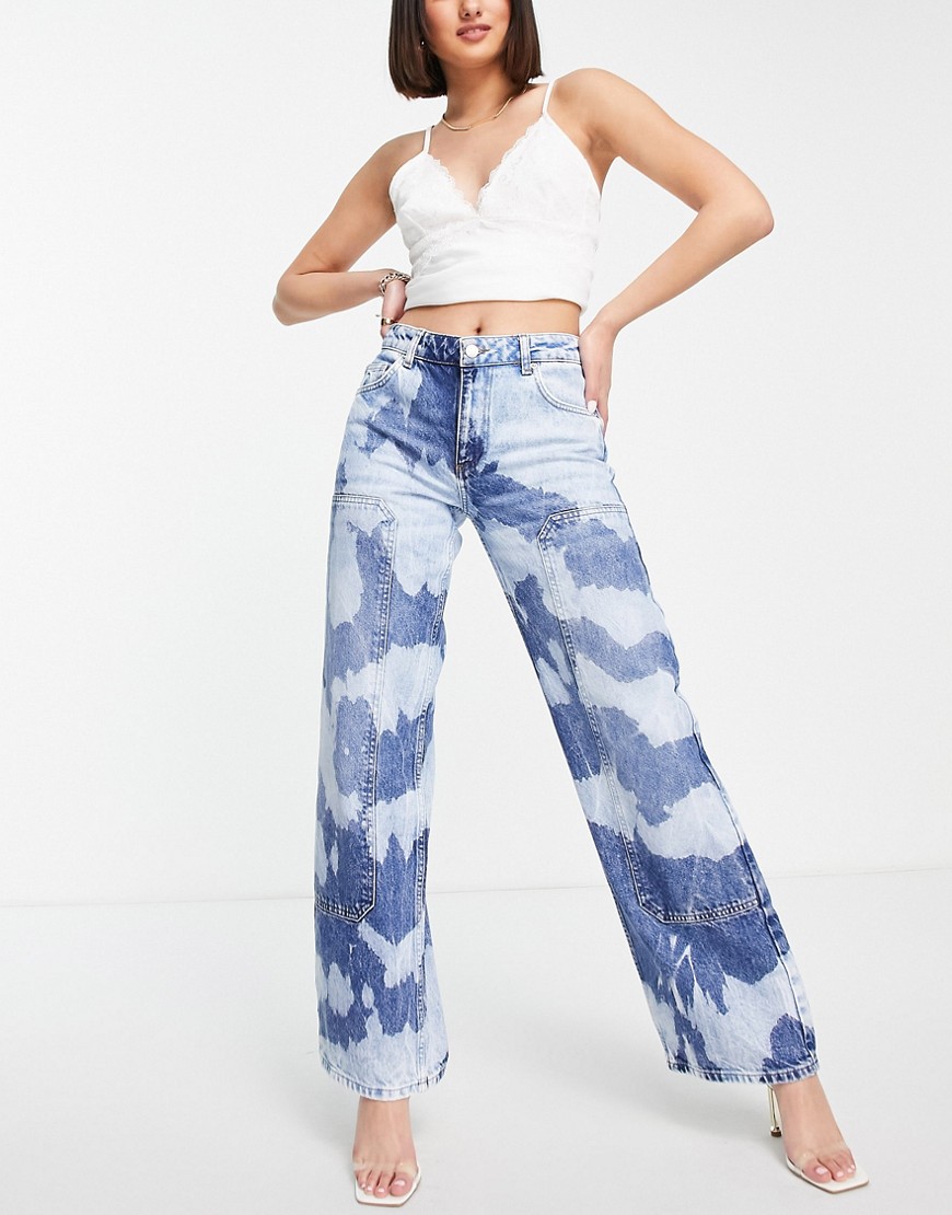 ASOS DESIGN – Jeans aus Bio-Material mit niedrigem Bund, geradem Bein, Zier günstig online kaufen
