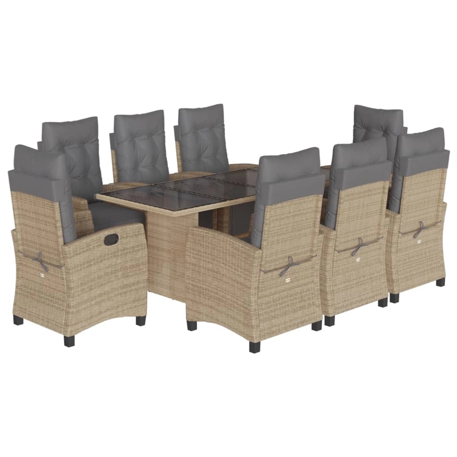 vidaXL 9-tlg Garten-Essgruppe mit Kissen Beigemischung Poly Rattan Modell 1 günstig online kaufen