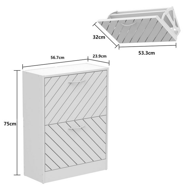 FUFU&GAGA Schuhschrank mit 2 klappbaren Schubladen günstig online kaufen