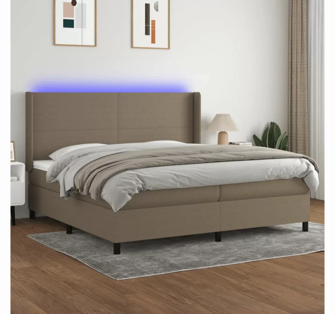 vidaXL Boxspringbett Boxspringbett mit Matratze LED Taupe 200x200 cm Stoff günstig online kaufen