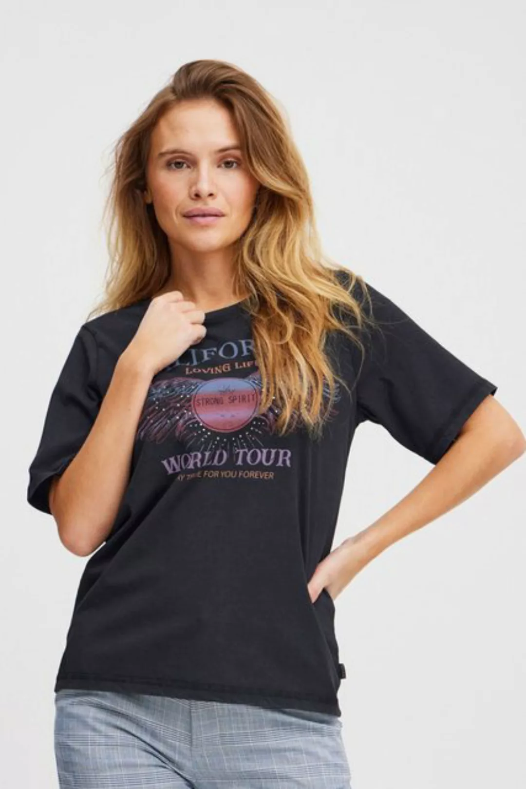 Pulz Jeans T-Shirt PZBRIELLE World Tour Tshirt T-Shirt mit Frontprint günstig online kaufen