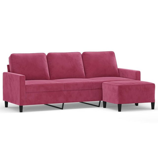 vidaXL Sofa, 3-Sitzer-Sofa mit Hocker Weinrot 180 cm Samt günstig online kaufen