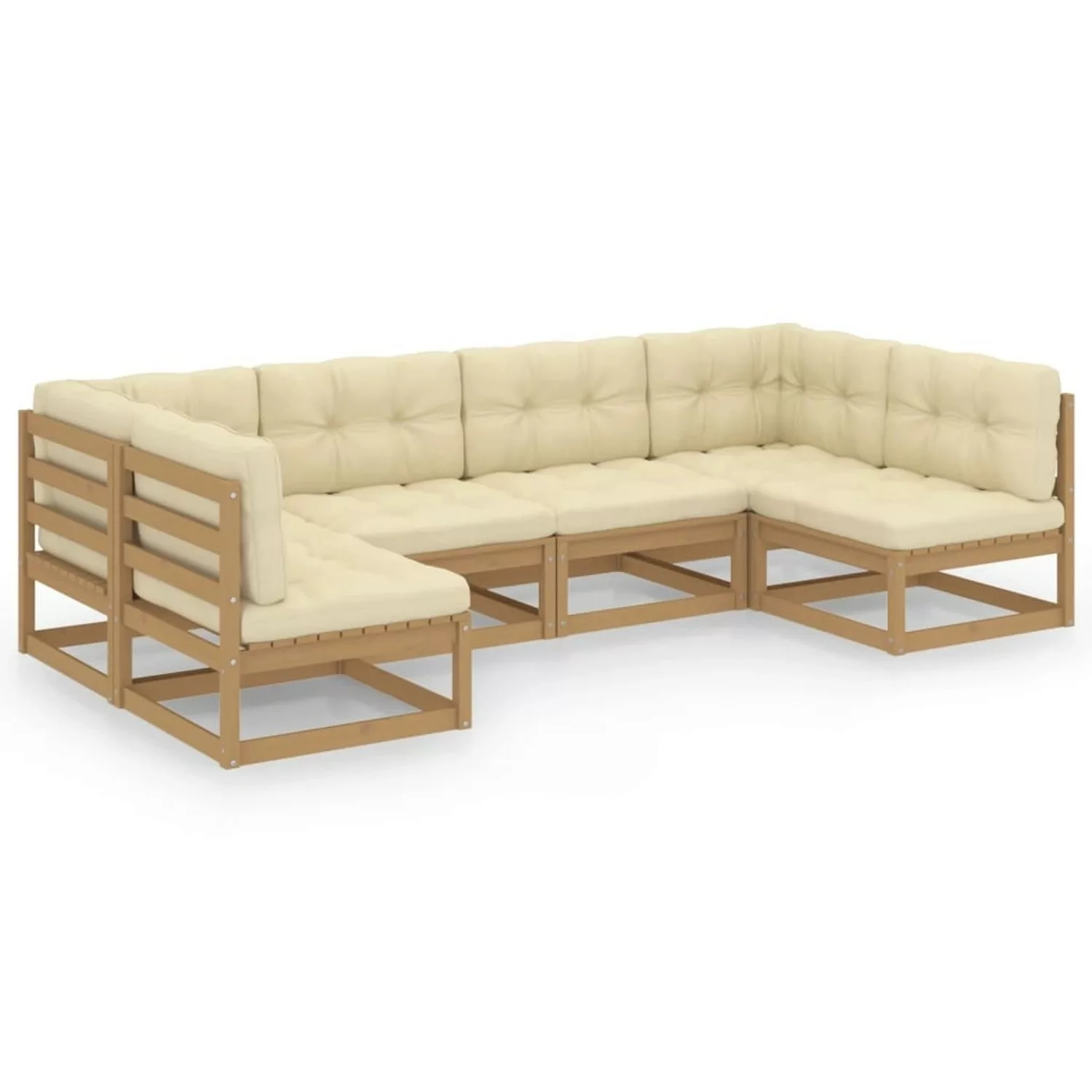 6-tlg. Garten-lounge-set Kissen Honigbraun Kiefer Massivholz günstig online kaufen