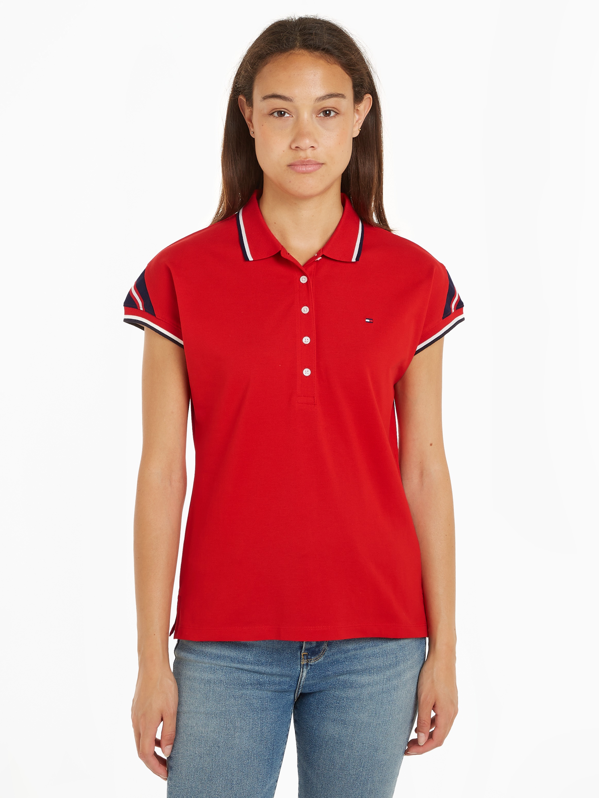 Tommy Hilfiger Poloshirt "REG STRIPE SLV POLO CAP SLEEVE", mit kontrastfarb günstig online kaufen