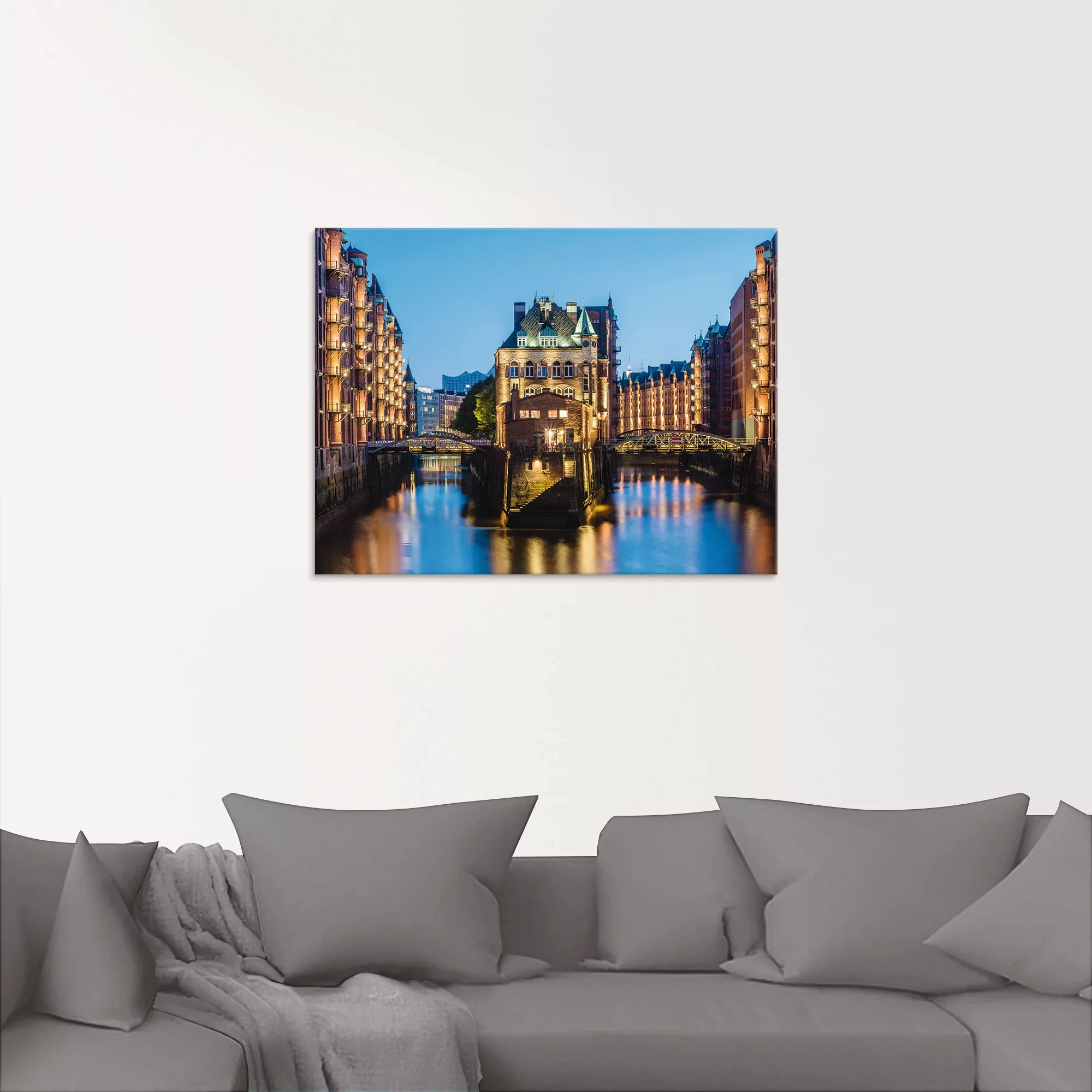 Artland Glasbild »Hamburg Wasserschloss in Speicherstadt 2«, Gebäude, (1 St günstig online kaufen