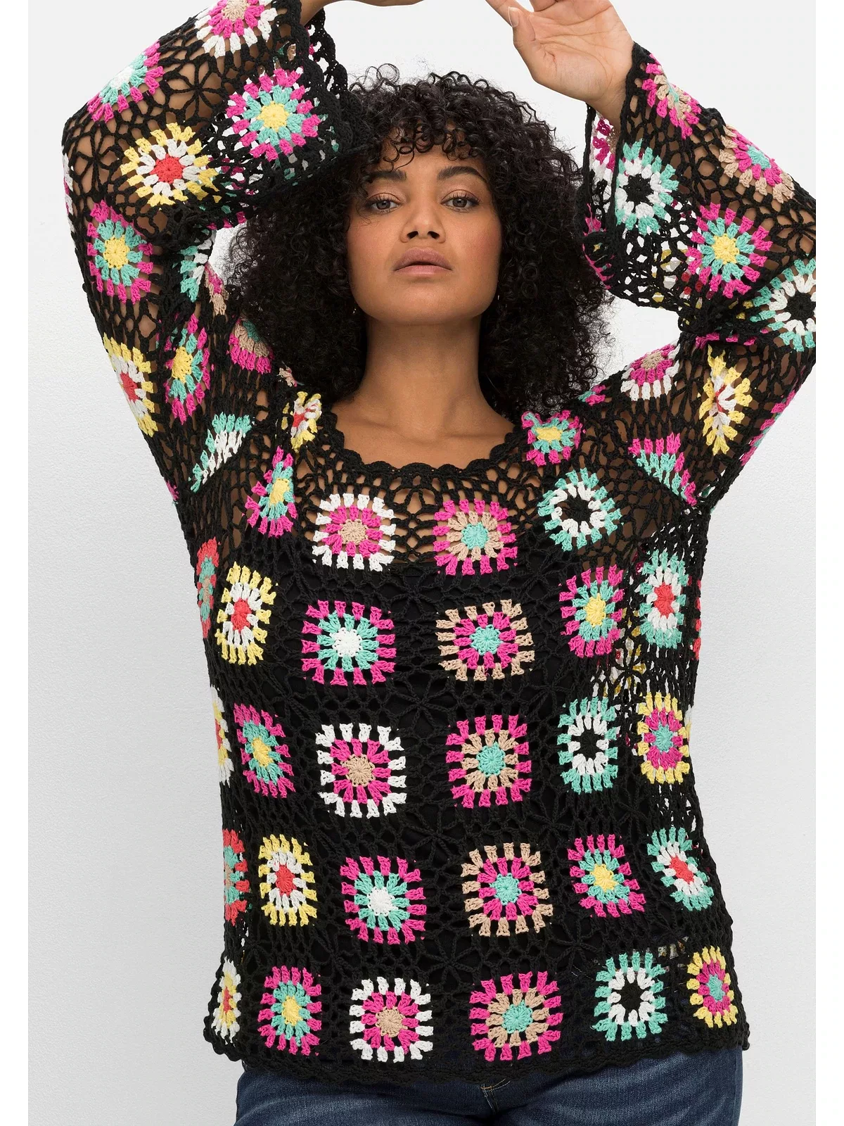 sheego by Joe Browns Strickpullover "Große Größen", im Crochet-Muster günstig online kaufen
