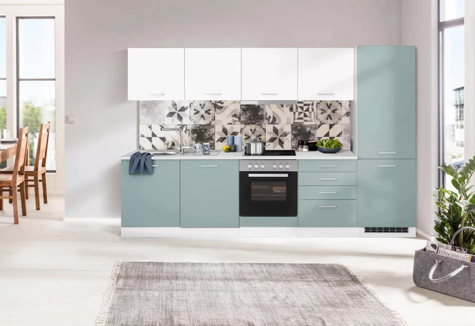 HELD MÖBEL Küchenzeile "Visby", mit E-Geräte, 300 cm, inkl. Kühl/Gefrierkom günstig online kaufen