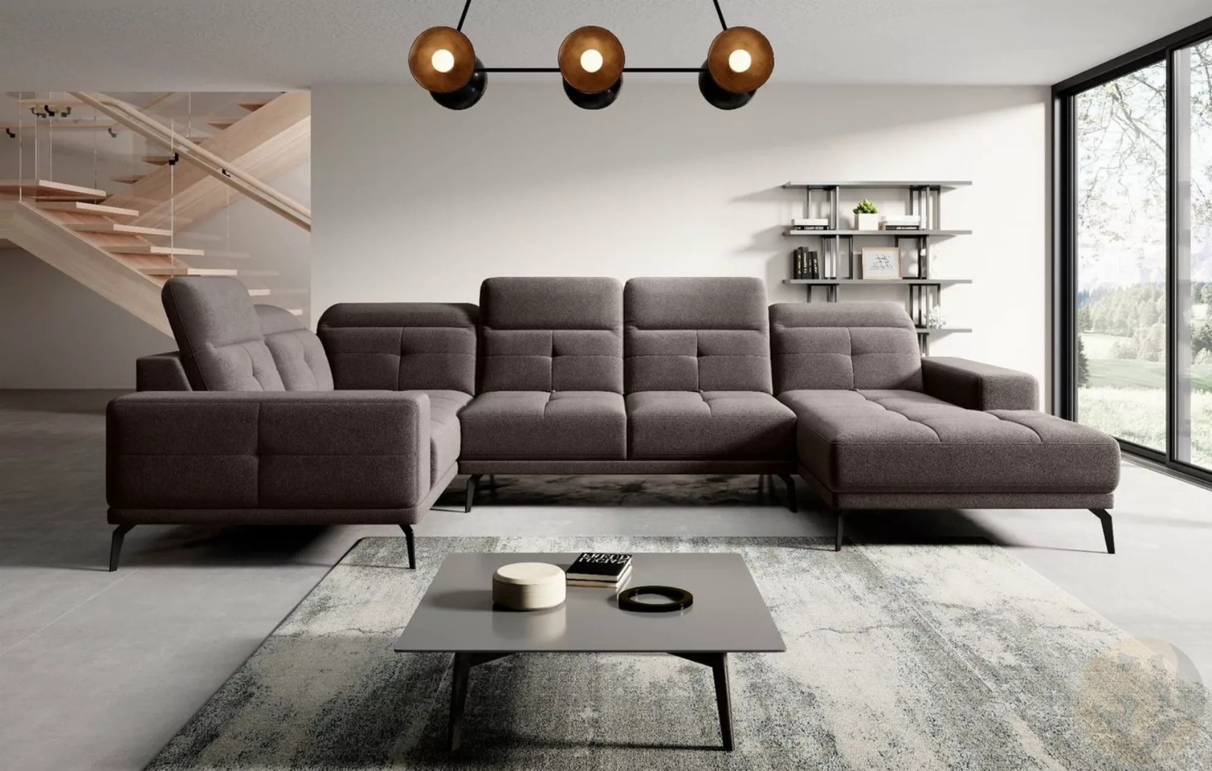 Friderik-EU Ecksofa NEVIRO Couch mit verstellbaren Kopfstützen und Rückenle günstig online kaufen