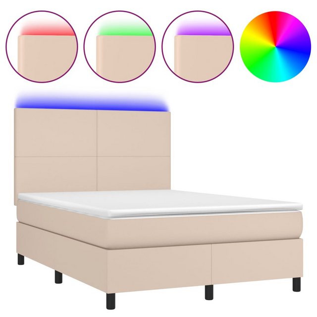 vidaXL Boxspringbett Boxspringbett mit Matratze & LED Kunstleder (140 x 190 günstig online kaufen