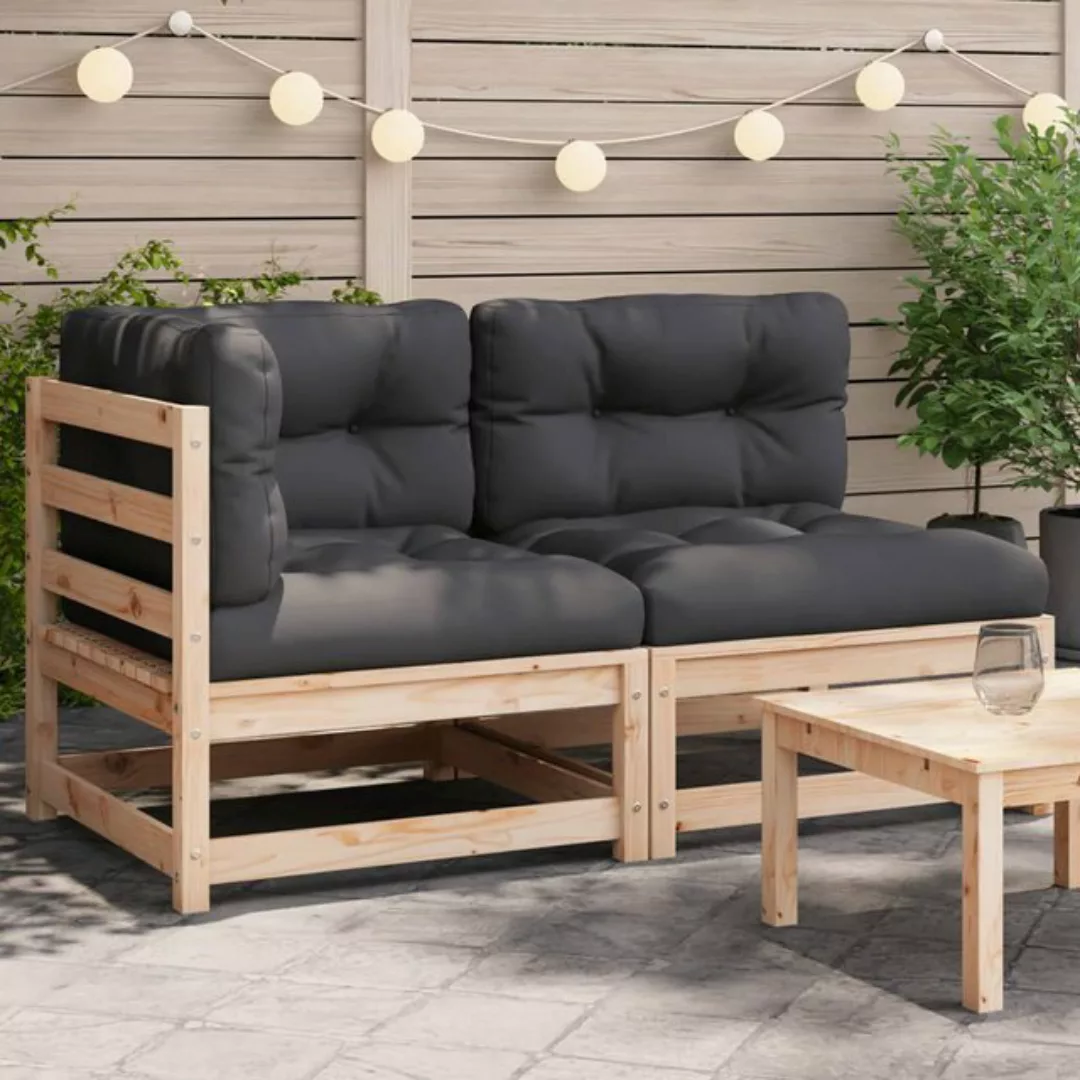 vidaXL Loungesofa Gartensofa mit Kissen 2-Sitzer Massivholz Kiefer, 1 Teile günstig online kaufen