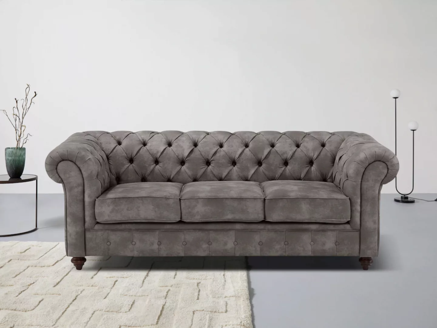 Home affaire Chesterfield-Sofa Chesterfield 3-Sitzer B/T/H: 198/89/74 cm, m günstig online kaufen