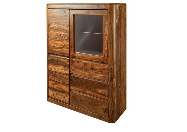 Massivmoebel24 Standvitrine (Vitrine Sheesham 109x40x145 walnuss gewachst T günstig online kaufen