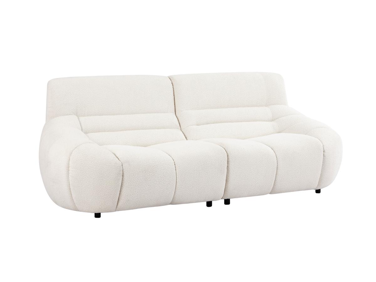 Sofa 3-Sitzer - Bouclé-Stoff - Weiß - BOVERA günstig online kaufen