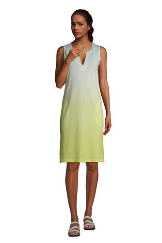 Strandkleid Print, Damen, Größe: M Normal, Gelb, Baumwolle, by Lands' End, günstig online kaufen