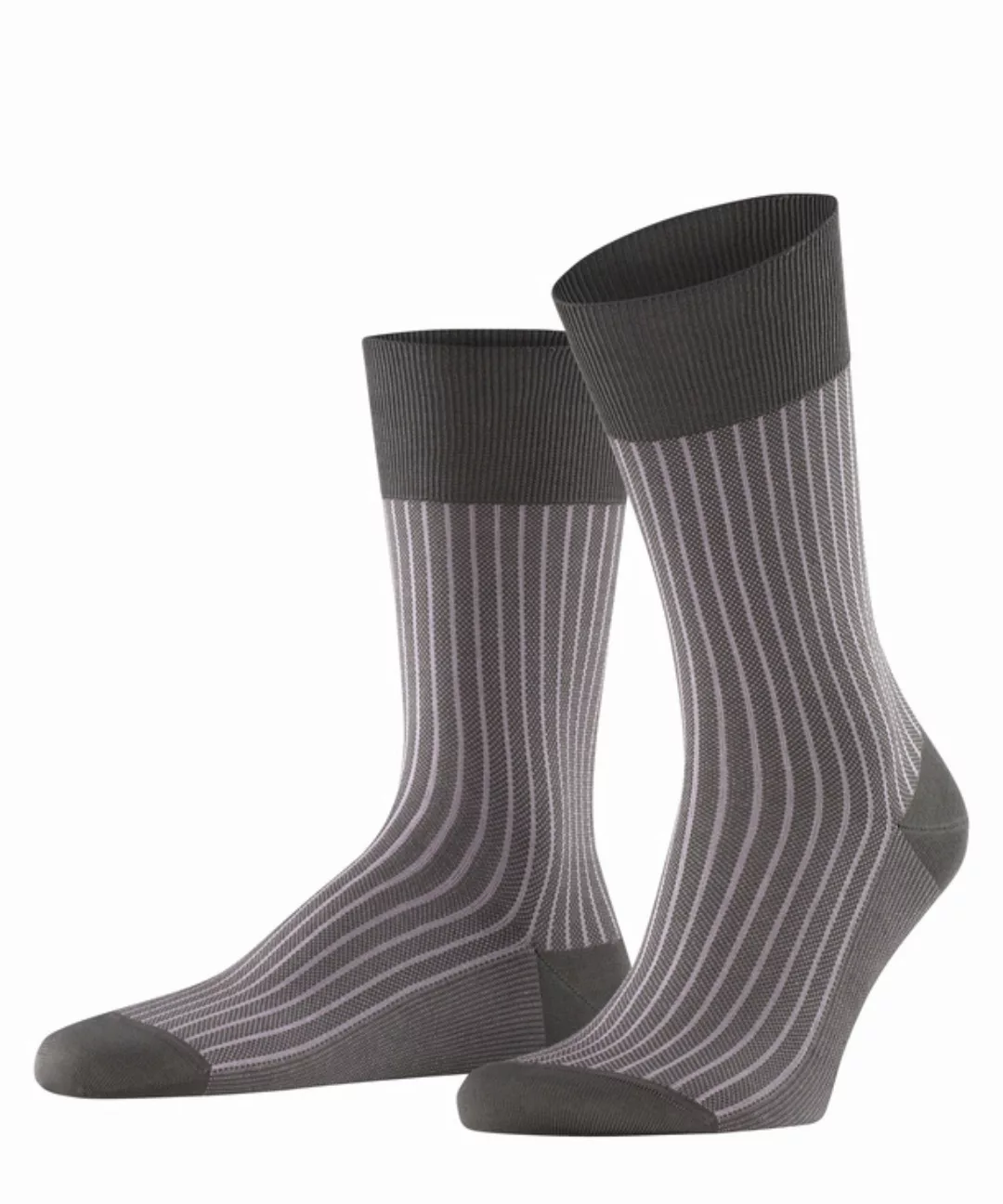 FALKE Oxford Stripe Herren Socken, 43-44, Grau, Rippe, Baumwolle, 13379-321 günstig online kaufen