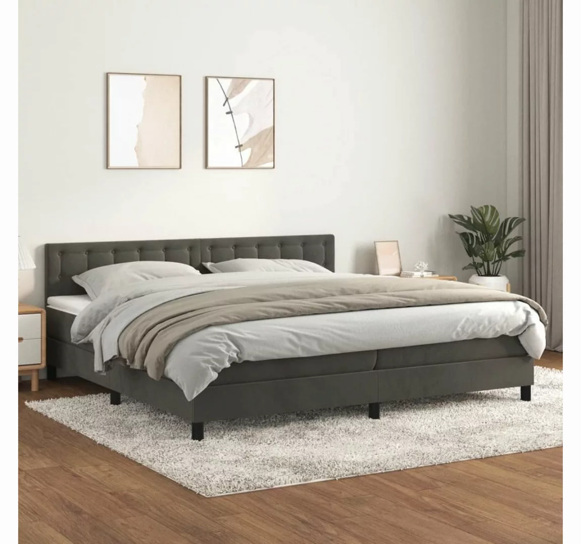 furnicato Bett Boxspringbett mit Matratze Dunkelgrau 200x200 cm Samt günstig online kaufen