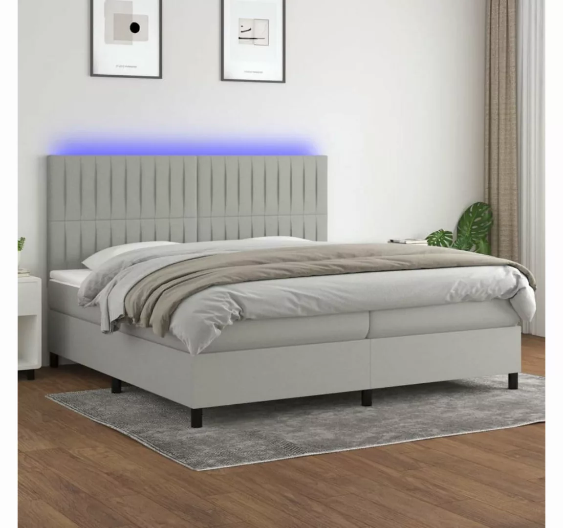 vidaXL Boxspringbett Boxspringbett mit Matratze LED Hellgrau 200x200 cm Sto günstig online kaufen