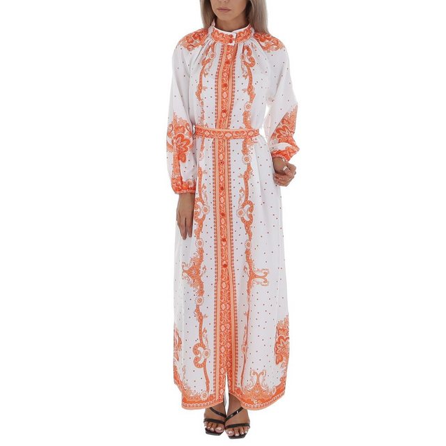 Ital-Design Maxikleid Damen Boho/Hippie Ornamente Satinoptik Blusenkleid in günstig online kaufen