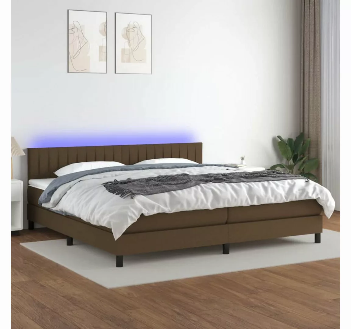 vidaXL Boxspringbett Boxspringbett mit Matratze LED Dunkelbraun 200x200 cm günstig online kaufen