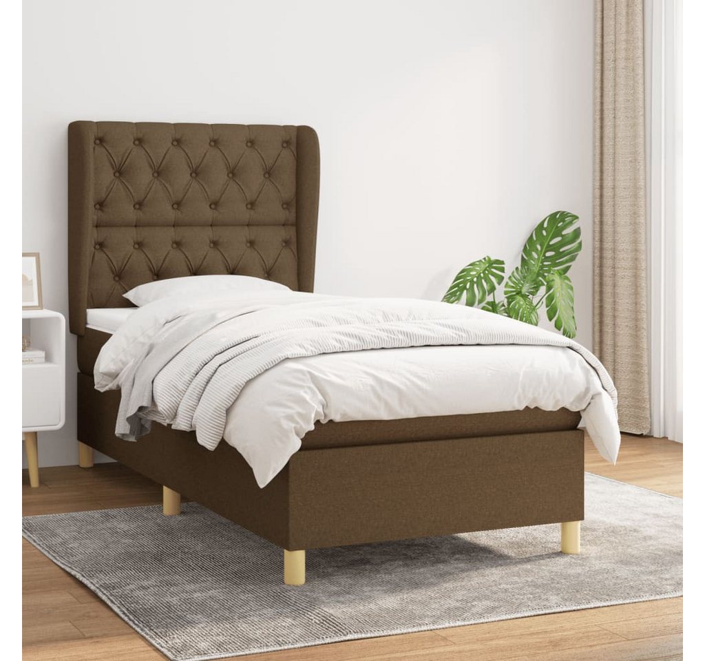 vidaXL Boxspringbett Boxspringbett mit Matratze Dunkelbraun 80x200 cm Stoff günstig online kaufen