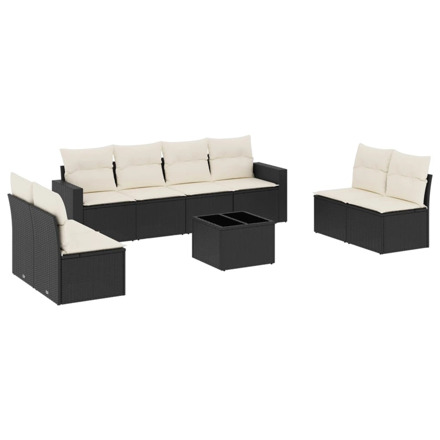 vidaXL 9-Tlg Garten-Sofagarnitur mit Kissen Schwarz Poly Rattan 3218846 günstig online kaufen