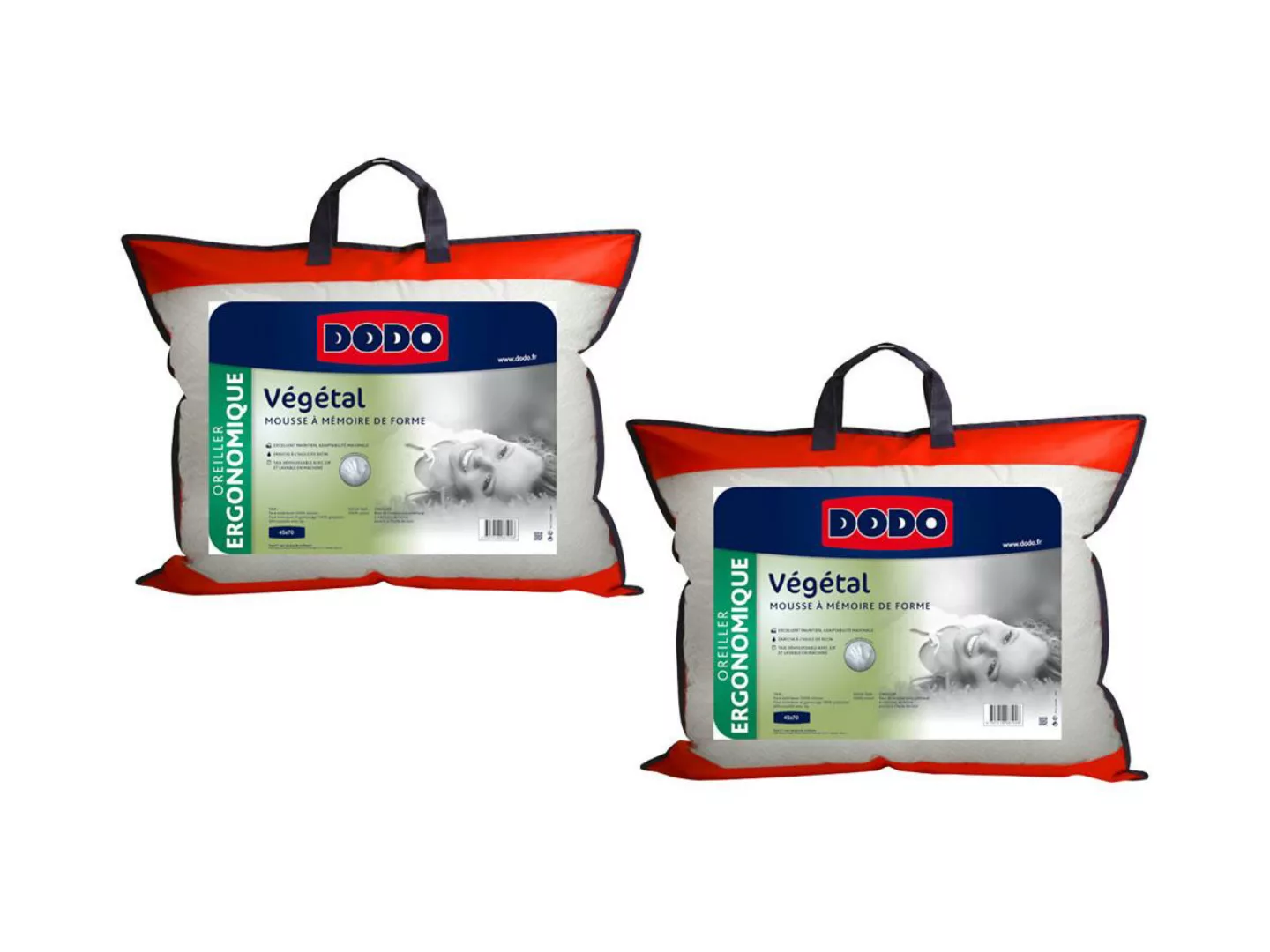 Ergonomisches Visco-Kopfkissen 2er-Set - 45 x 70 cm - DODO von VEGETAL günstig online kaufen