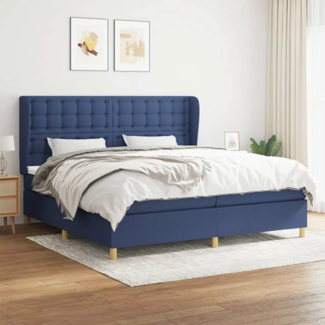 vidaXL Bettgestell Boxspringbett mit Matratze Blau 200x200 cm Stoff Bett Be günstig online kaufen