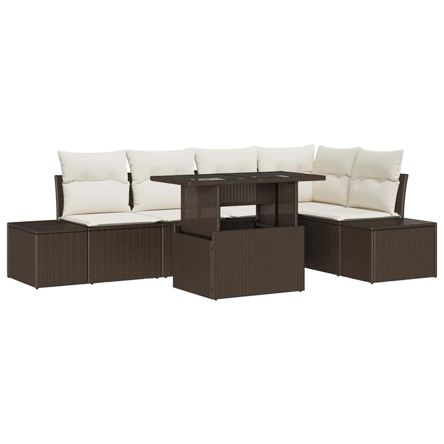 vidaXL Garten-Sofa-Set mit Kissen 6-Tlg Braun Poly Rattan 3349184 günstig online kaufen