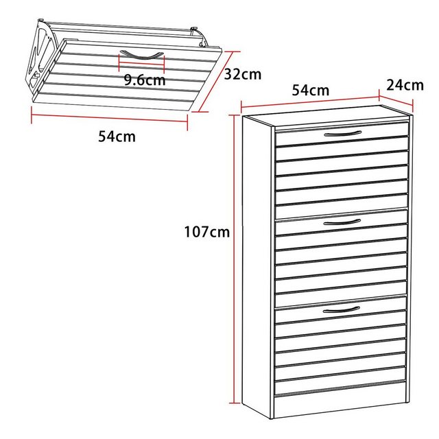 FUFU&GAGA Schuhschrank Schuhschrank Schuhkipper Schuhregal mit 3 Klappen günstig online kaufen