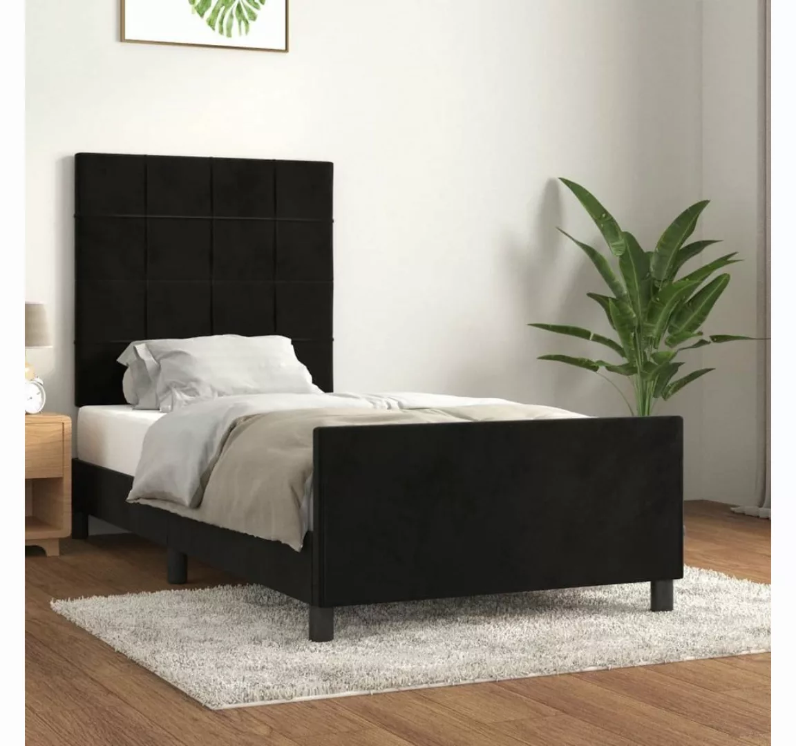 furnicato Bett Bettgestell mit Kopfteil Schwarz 90x200 cm Samt günstig online kaufen