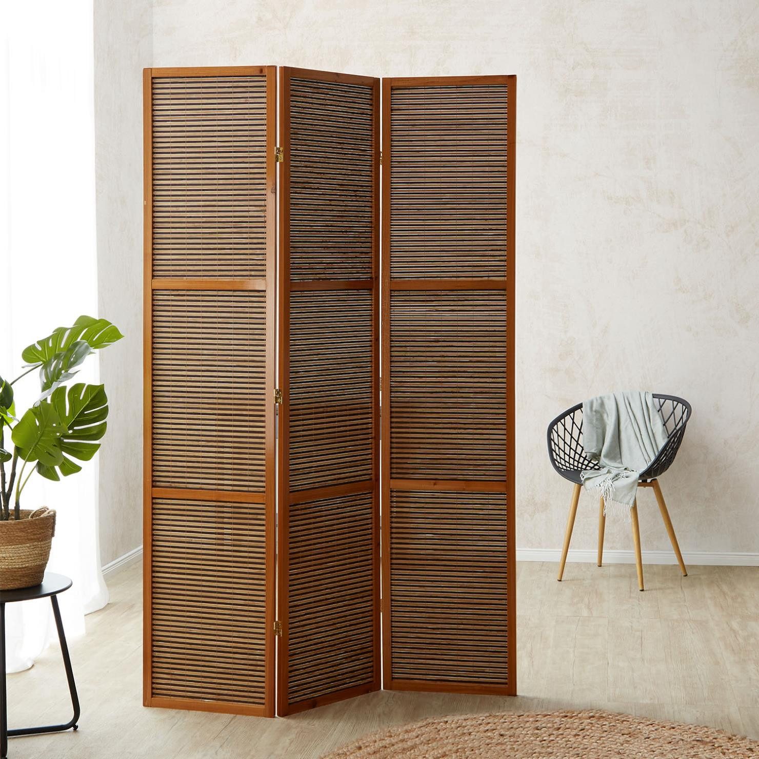 Homestyle4u Paravent 3-tlg. Sondergröße 200x120 cm in Braun cm 873 günstig online kaufen