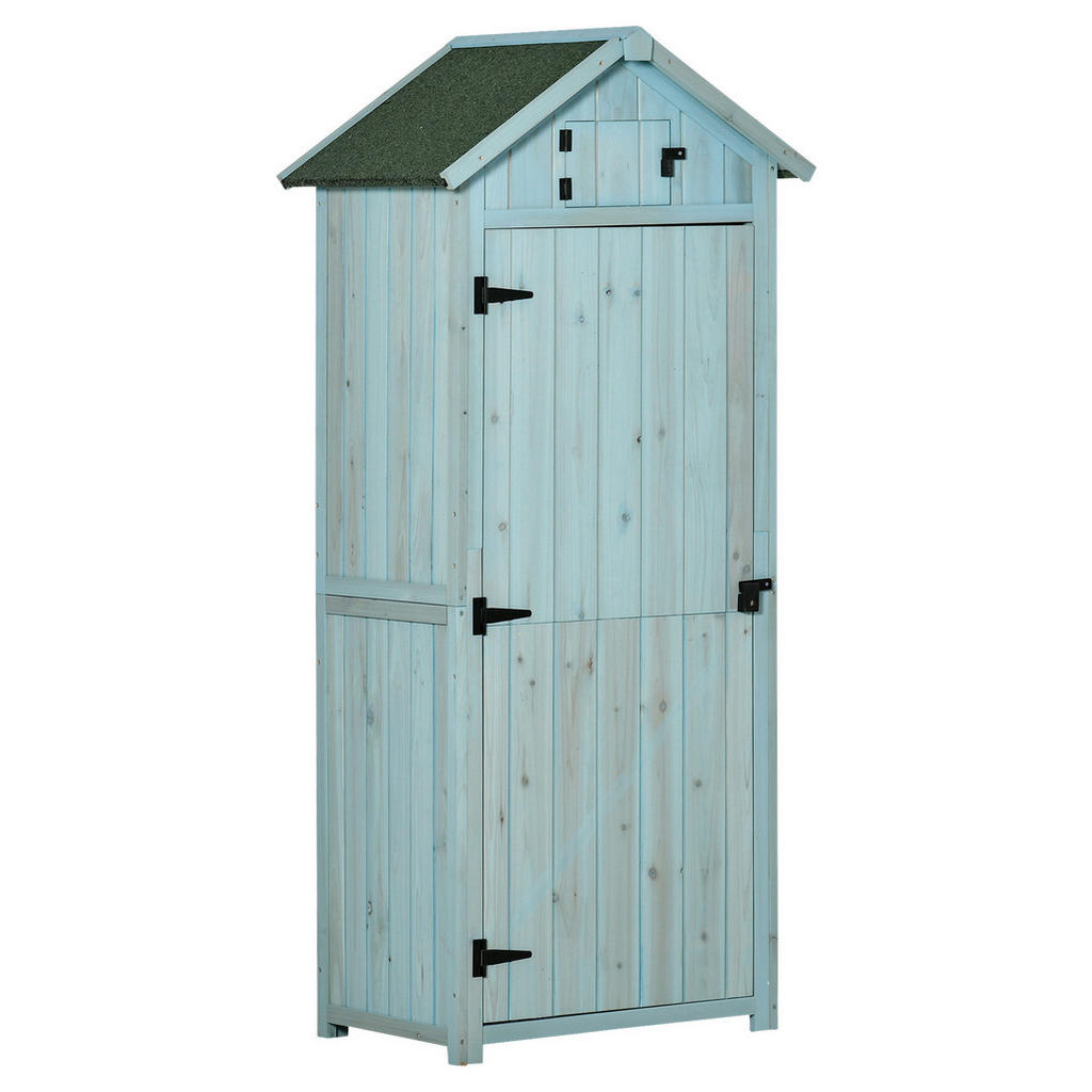 Outsunny Gartenhaus hellblau Holz B/H/L: ca. 54x179x77 cm günstig online kaufen