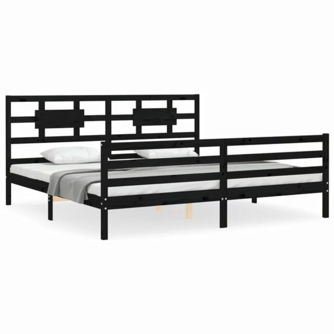 vidaXL Bett Massivholzbett mit Kopfteil Schwarz 200x200 cm günstig online kaufen