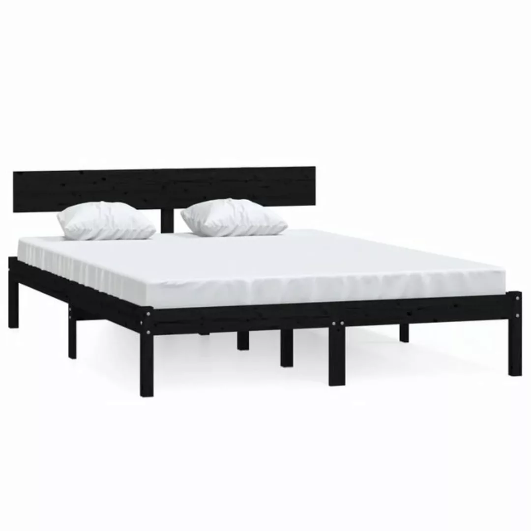 furnicato Bett Massivholzbett Schwarz Kiefer 160x200 cm günstig online kaufen