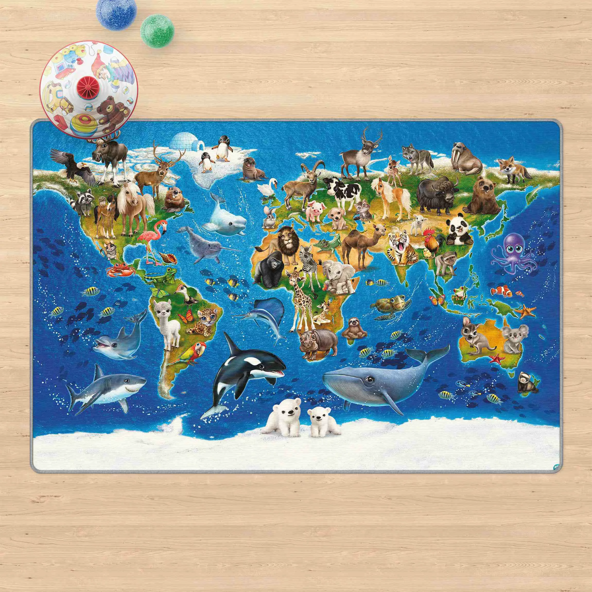 Teppich Animal Club International - Weltkarte mit Tieren günstig online kaufen