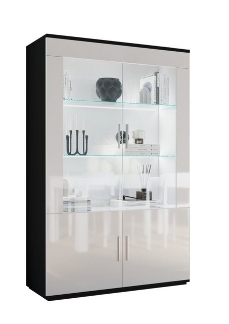 Interdesign24 Glasvitrine Venere (4-Türig, in Schwarz/Weiß Hochglanz) Made günstig online kaufen