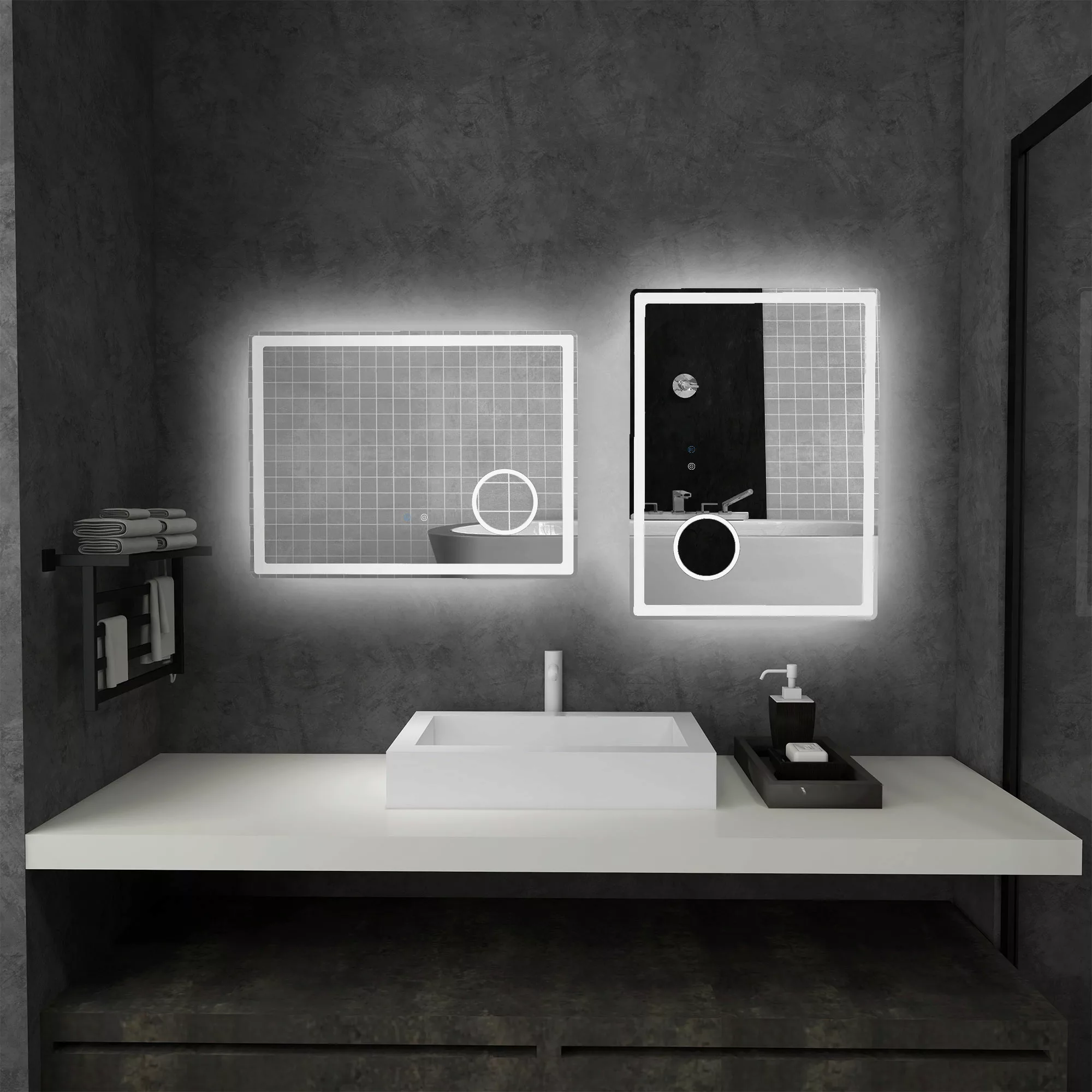 kleankin LED Badezimmerspiegel  Badspiegel mit 3x Vergrößerung & Touch-Funk günstig online kaufen