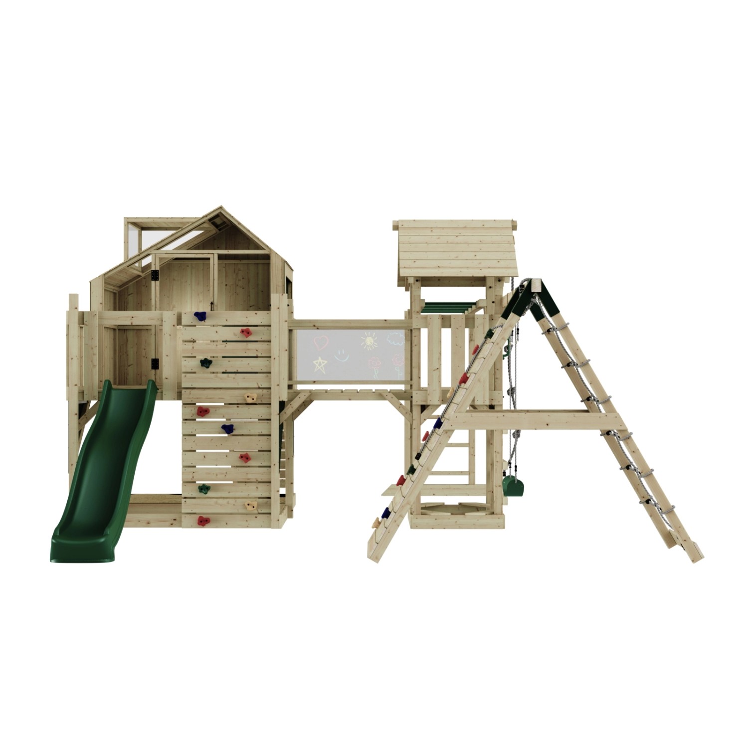 OutdoorToys Spielturm Bo mit Kinderschaukel Dunkelgrün günstig online kaufen